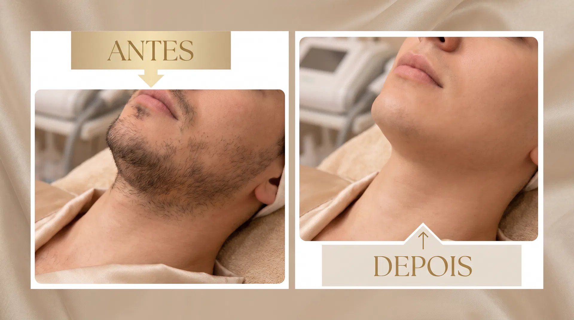 Antes e depois depilação a laser na barba